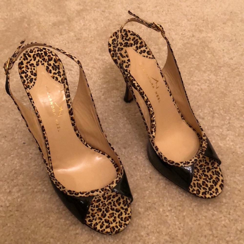 Alexandra Neel sling back open toe heels